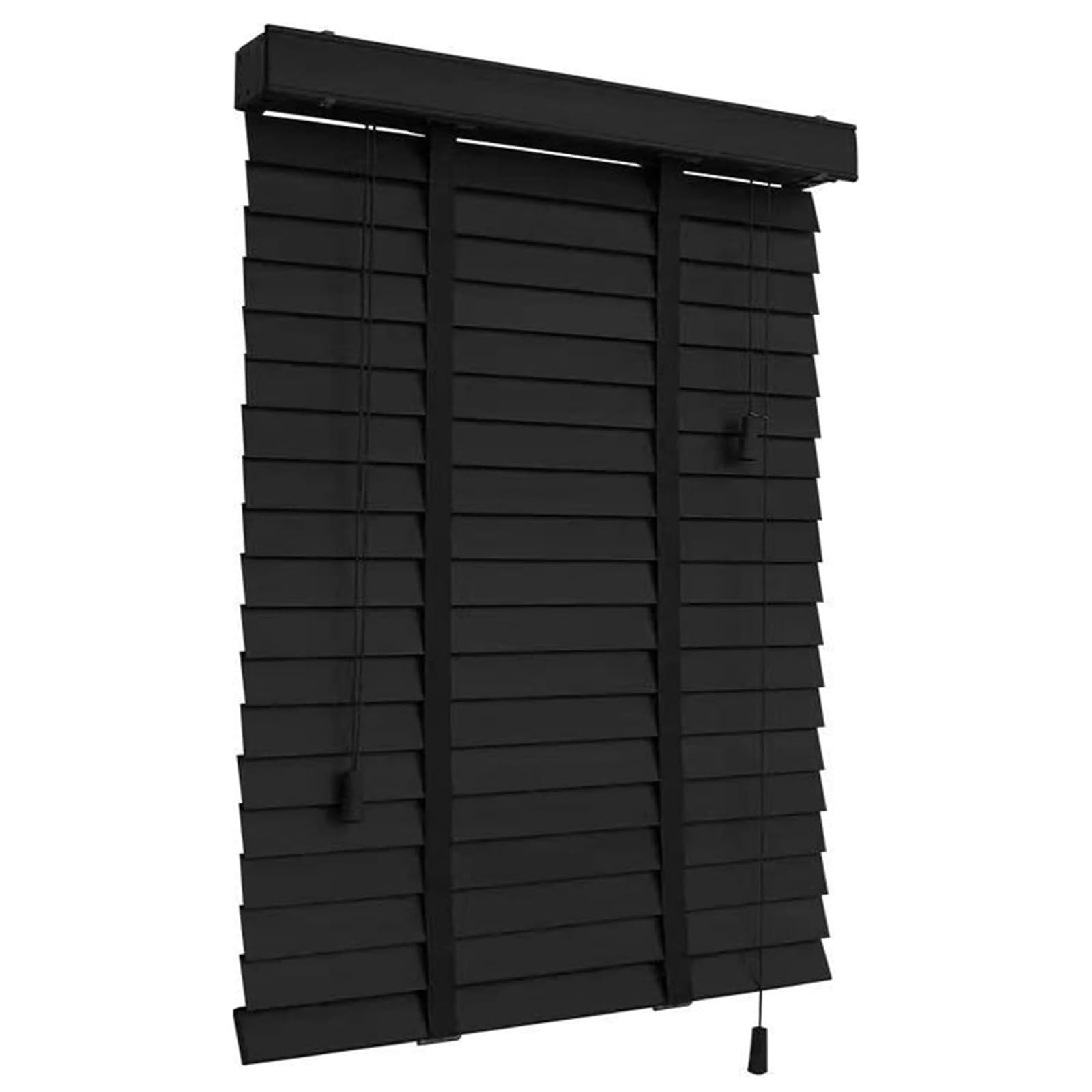 Schwarz Holz Jalousie, 5cm Jalousette Echtholz, Sonnen-, Sicht-Schutz Usw, Wand- Und Deckenmontage Für Fenster & Tür(130Bx130Hcm)