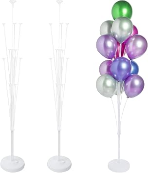 2 Sets of Balloon Stand Kit, 62in Reusable Balloon Stands for floor with Base, Decorations for Party Birthday Wedding Baby Shower Gender Reveal