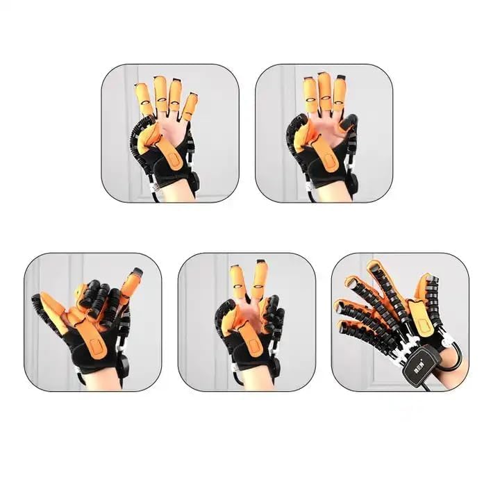 Image of Robotic Hand Rehabilitation Glove for Stroke & Paralysis Recovery, Finger Therapy Training Equipment with Mirror Mode & Adjustable Intensity, right hand medium size