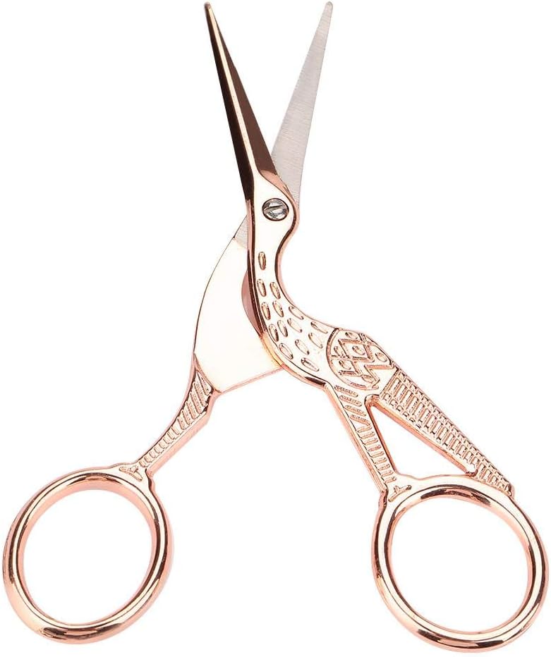 Stork Scissors Embroidery Rose Gold Crane Design Bird Stork Shears Vintage Dressmaking Tailor Scissors Sewing Shears for DIY Embroidery/Crafting/Needle Work & Art Work 11.5 * 4.8cm/4.5 * 1.9inc image 2