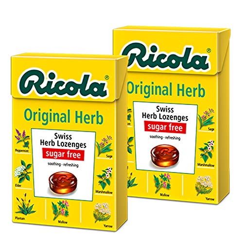 Image of Ricola Sugar Free Original Herb Swiss Herb Lozenges Drops Pack of 2 Pouch, 2 x 40 g