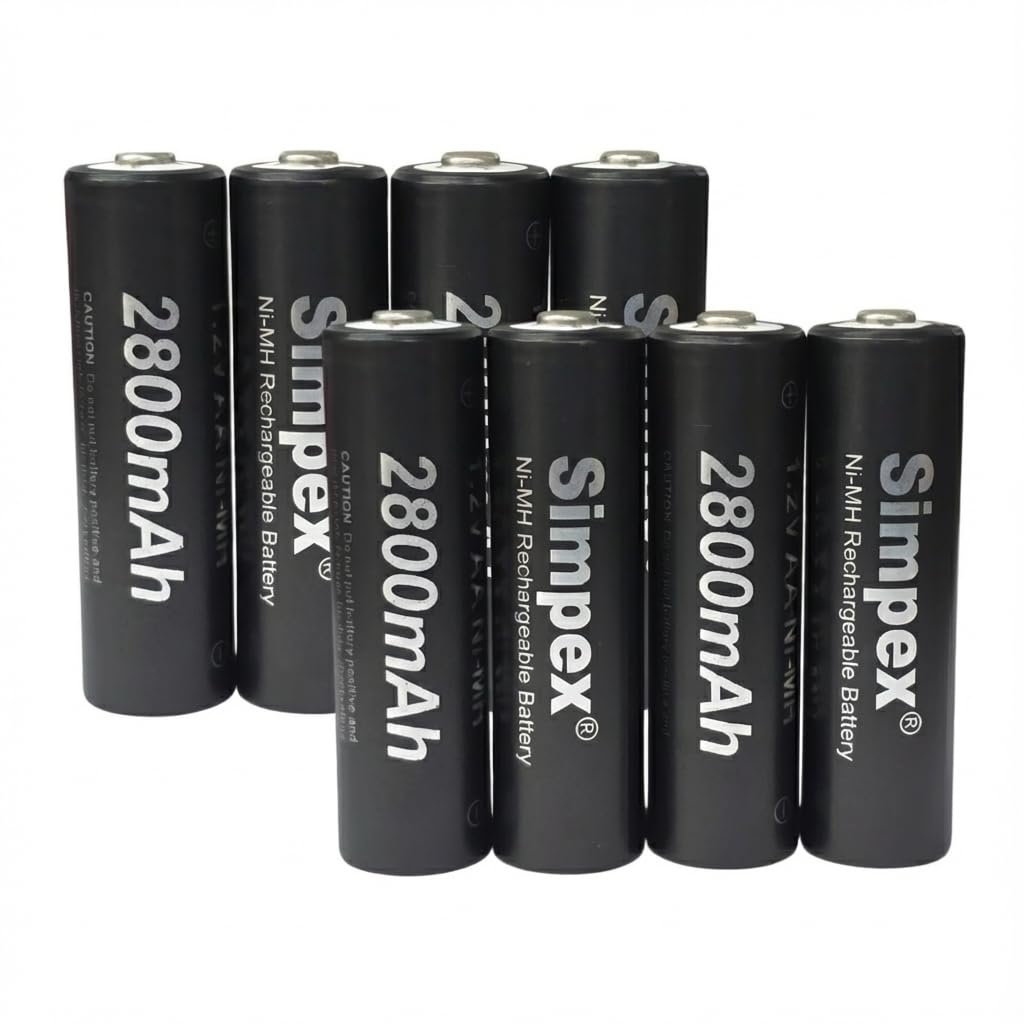 Simpexs 2800mAh High Power Ni-MH AA Ready to Use Rechargeable Battery with Quick Charging and Low Self Discharge, Can Charge up to 1000 Times (Black, 2800mAh-Pack of 8)-image-24