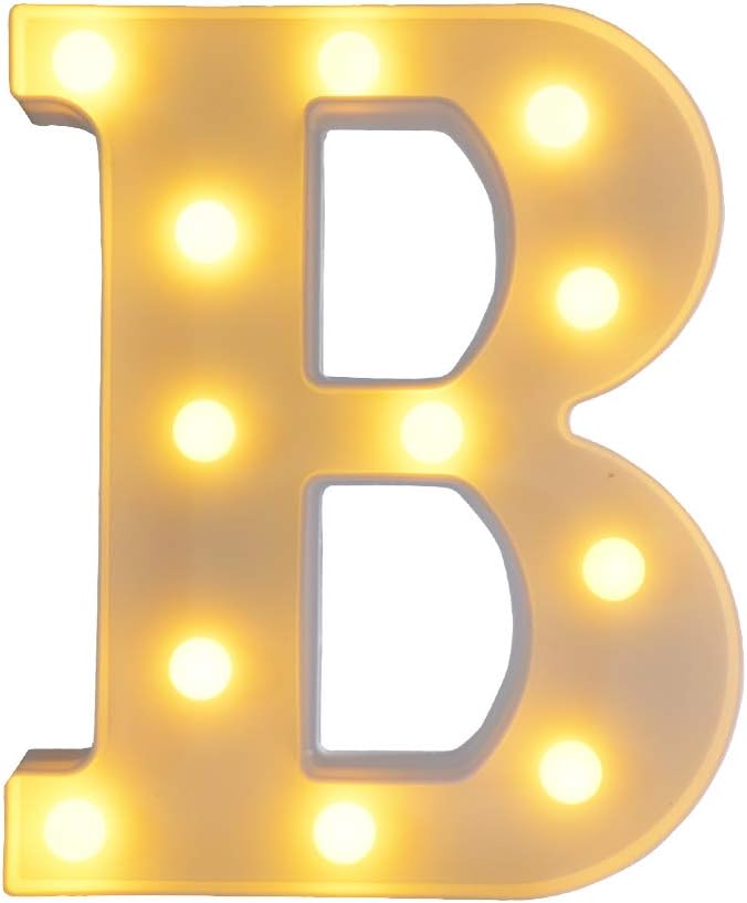 CJWPOWER LED Letter Lights Sign for Wall,26 Alphabet Battery Powered Marquee Letter ,Light up Bright Lamp Words for Home ,Hotel,Indoor Wall Decor- B