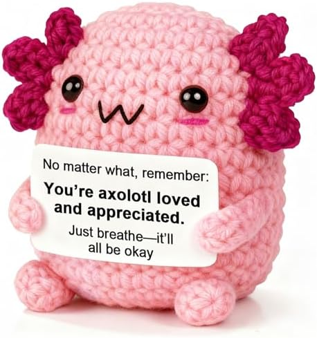 Positive Animals Axolotl Gifts, Mini Pink Axolotl Decor, Inspirational Motivational Encouragement Gifts for Women Long Distance Relationship Birthday Presents