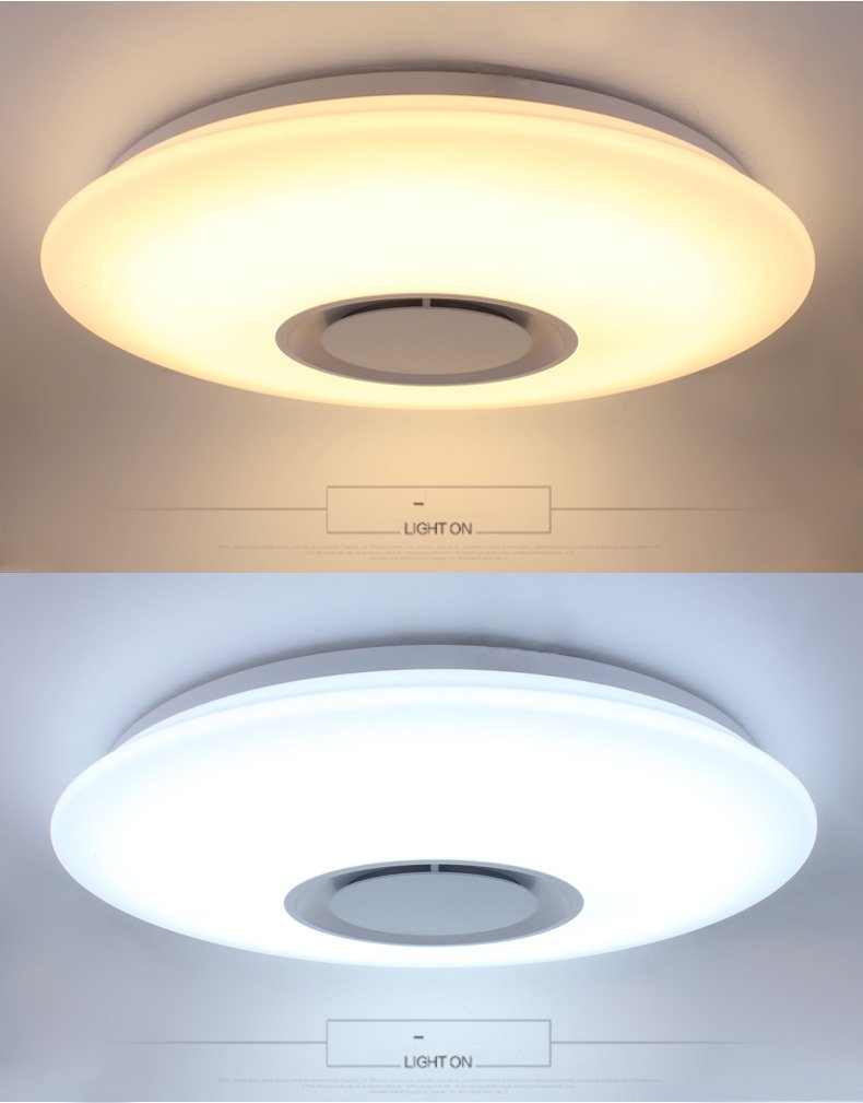 Plafoniera a LED Soggiorno Dimmerabile Soffitto Lamp + Musica il Bluetooth Oratore, 24W Lampada con telecomando Cucina acrilica Sala da pranzo Ufficio scala Soggiorno Lampadari per Feste Yoga Relax