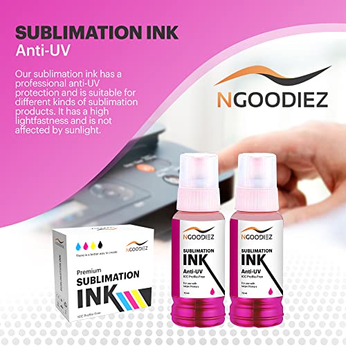 NGOODIEZ Tinta de sublimação para Epson All Ecotank, impressoras jato de tinta Supertank Autofill, s