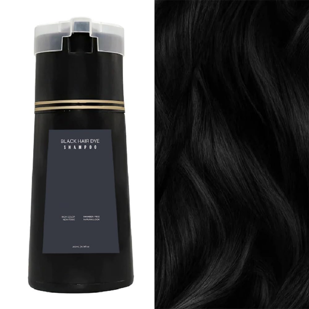 Natural Botanicals Instant Hair Color Shampoo - Nourishing, Non-irritating, Growing Hair Dye for Men & Women (Black)