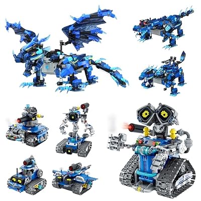 Sillbird Bundle - 2 Items Dragon &Robot Building Kit Christmas STEM Set with Remote Control for Kids Boys Ages 8-12, Technic Buildable Toy for Birthday Gift