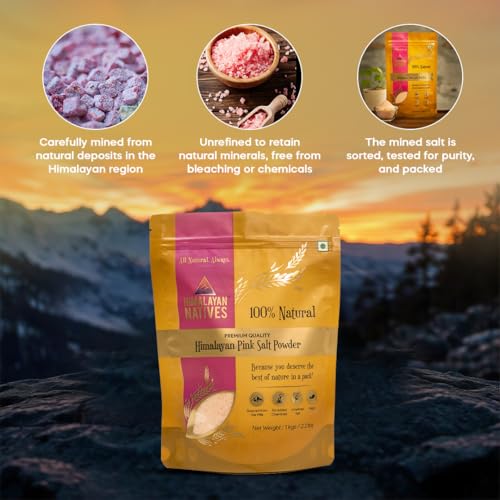 Image of Himalayan Natives Himalayan Pink Salt 1Kg | Sendha Namak | Mineral Rich | Pure Himalayan Salt