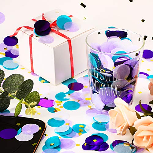 Image of TecUnite Purple Teal Confetti Round Tissue Paper Table Confetti Dots for Wedding Birthday Party Decoration Arts Craft DIY Scrapbooking, 1.76 oz (2.5 cm)