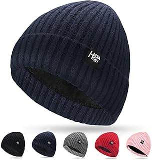 HASAGEI Winter Beanie Hat Mens Womens Knit Hat Fleece Thicken Hat Fleece Lined Thermal Windproof Beanies Hat