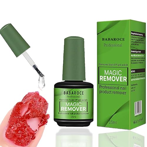 Babaroce Gel Nail Polish Remover with Brush Brush-On Formula Dissolves Gel Shellac Acrylic & UV Nail Polish | No Soaking Needed | Fast-Acting Nail Polish Remover | Easy Wipe-Off Formula