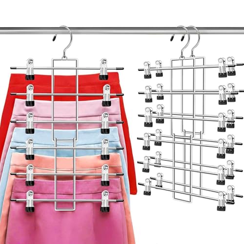 Listado de Ganchos para Faldas que Puedes Comprar On-line. 46 WANLIN Ganchos para Ropa con Pinzas, 6 en 1 Percha Plegable de Acero Inoxidable * 2, Perchas para Faldas y Pantalones. Gancho Ajustable con Clip, para Faldas, Vaqueros, Toallas,...