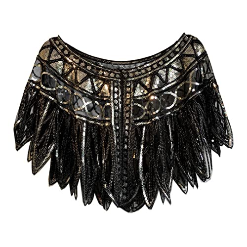 Women 1920s Flapper Embroidery Shawl Cover Up Party Beaded Sequin Capelet2