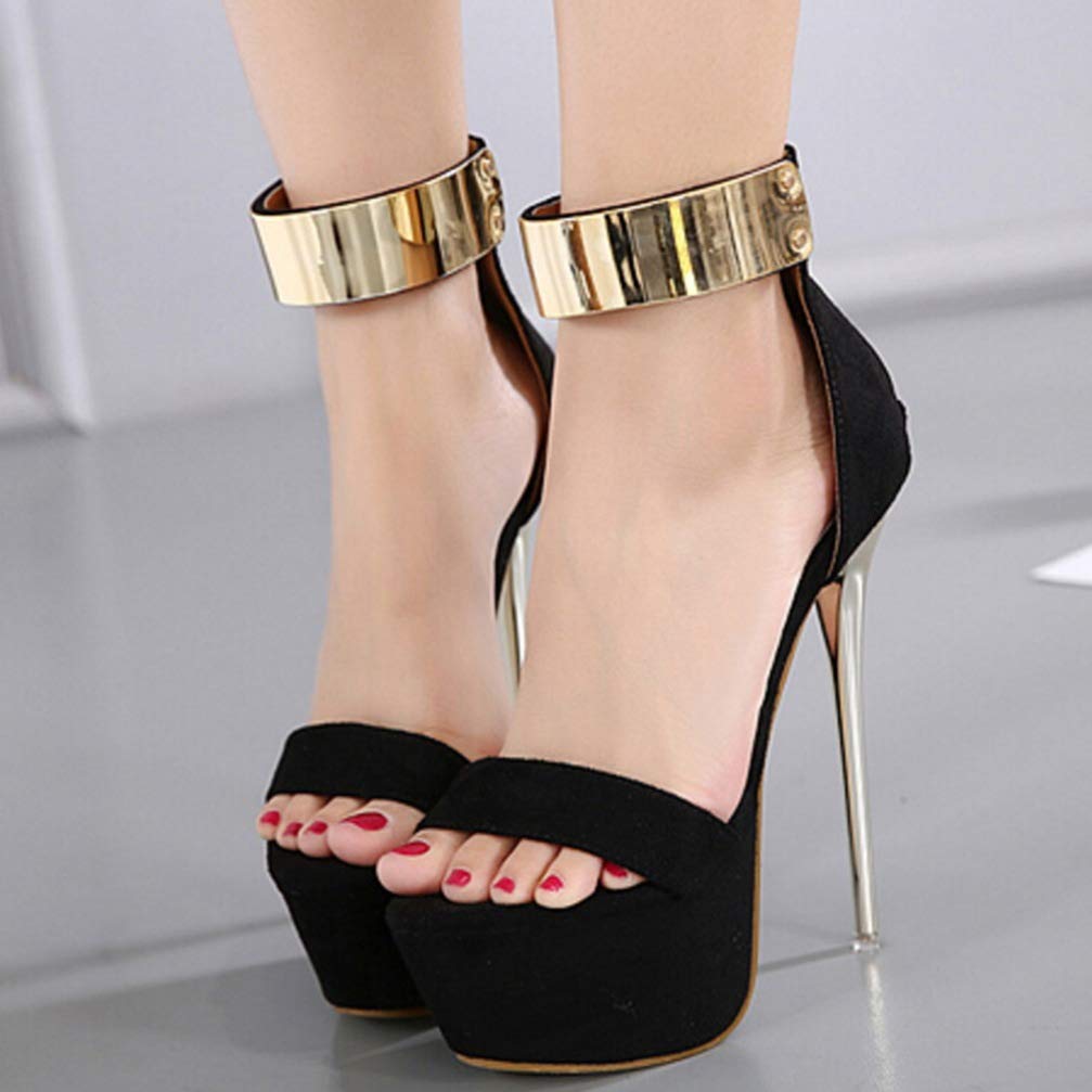 Holibanna Sandali Tacco Sottile 6.5Us Scarpe Estive Donna Sexy Con Cinturino Alla Caviglia Tacchi Alti 12 Cm Eleganti E Impermeabili Per Festa E Spiaggia