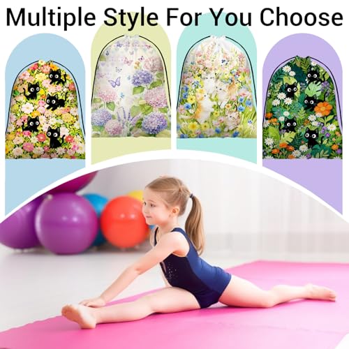 Image of Flower Butterfly Grip Bag for Gymnast Drawstring Athlete Bag for Sport Dance
