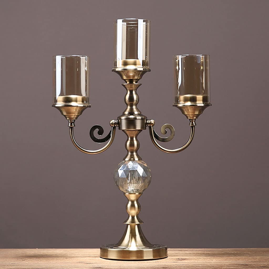 Candelabro Portacandele 3 Bracci Candelabro, candelabro in Metallo retrò for Tavolo da Pranzo, Camino, candelabri Natalizi Centerpieces Decorazione