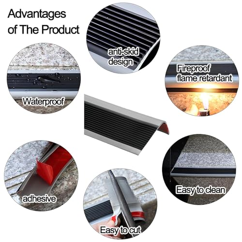 Borde de PVC autoadhesivo impermeable de 10m para peldaños de goma 4