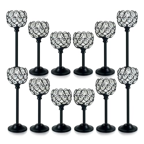 Kehail 12pcs Bulk Crystal Candle Holders