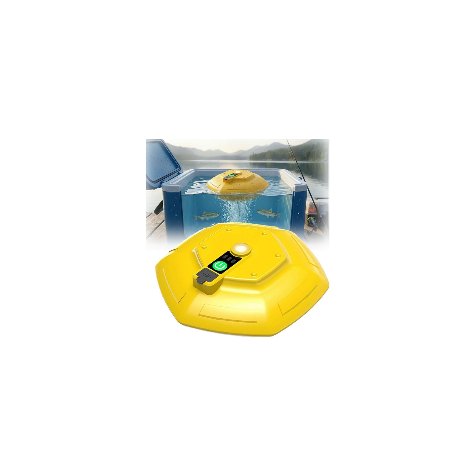Floating Live Bait Aerator for Bait Bucket,IPX7 Waterproof Ultra-Quiet Floating Bubbler,3000MAH Rechargeable Charging Portable Oxygen Pump,for Kayak,Shore and Boat Fishing,Fish Tank,Pond and Aquarium — view 10