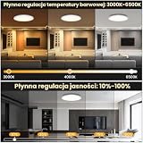 Tyreses lampa sufitowa LED ściemnialna za pomocą pilota, 24W RGB lampa sufitowa LED zmieniająca kolor, okrągłe oświetlenie sufitowe 3000K-6500K do sypialni, salonu, łazienki, pokoju dziecięcego Ø30CM