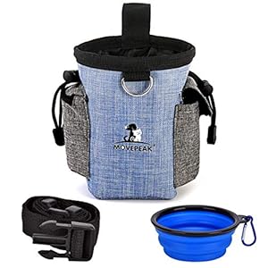 Fuming Voedertas voor honden + opvouwbare drinkbak, voertas met geïntegreerde poep zak dispenser en verstelbare band, gemakkelijk te dragen dierspeelgoed voor hondentraining