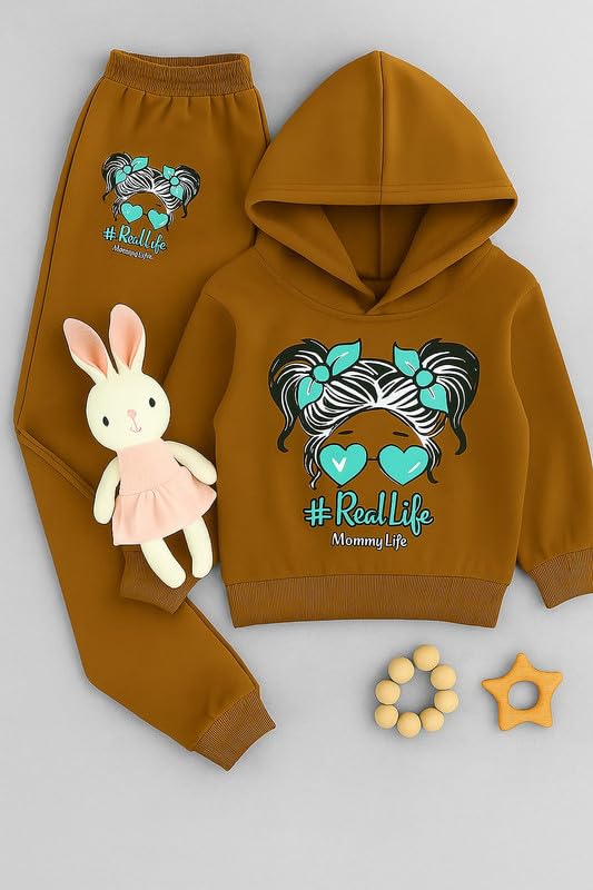 Image of Kids Cartoon Print Sweatshirt and Joggers Set | 2-Piece Winter Outfit for Boys & Girls | Soft, Warm & Comfortable Tracksuit | Perfect Winter Wear (Size) Colour