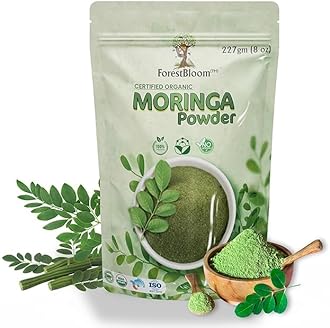 Organic Moringa Leaf Powder 227gm | 100% Pure & USDA Organic Certified | Immunity Booster, Natural Detox & Energy Superfood | Nutrient-Rich, Vegan, Gluten-Free | Essential Vitamins & Minerals
