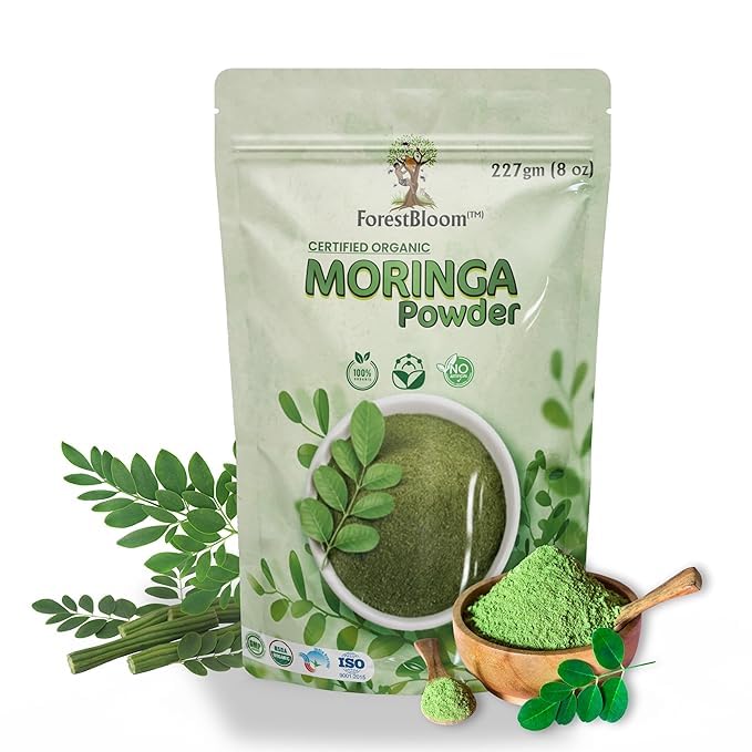 Organic Moringa Leaf Powder 227gm | 100% Pure & USDA Organic Certified | Immunity Booster, Natural Detox & Energy Superfood | Nutrient-Rich, Vegan, Gluten-Free | Essential Vitamins & Minerals