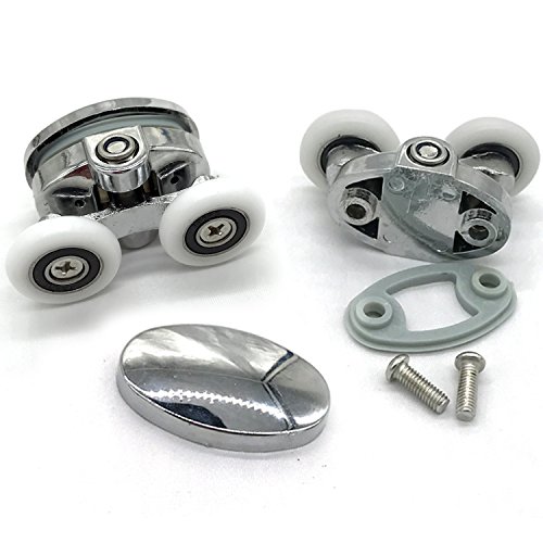 Image of YUANQIAN Set of 4 New Oval Butterfly Twin Wheel Shower Door Rollers