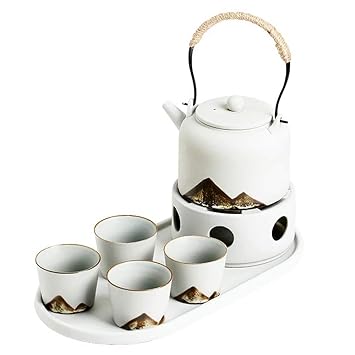 Ceramic Teapot Set, Tea Pot Set with 4 Cup for Tea, 13.5 Ounce Porcelain Teapots for Women Gift, Tea, Coffee, Espresso, Etc.