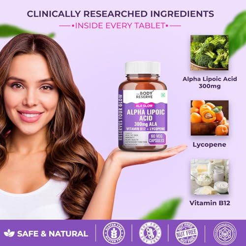 Image of The Body Reserve Alpha Lipoic Acid 300mg with Lycopene & Vitamin B12 | Nerve Health, Energy, Antioxidant & Healthy Blood Sugar Support | Vegan, Non-GMO, 60 Tablets