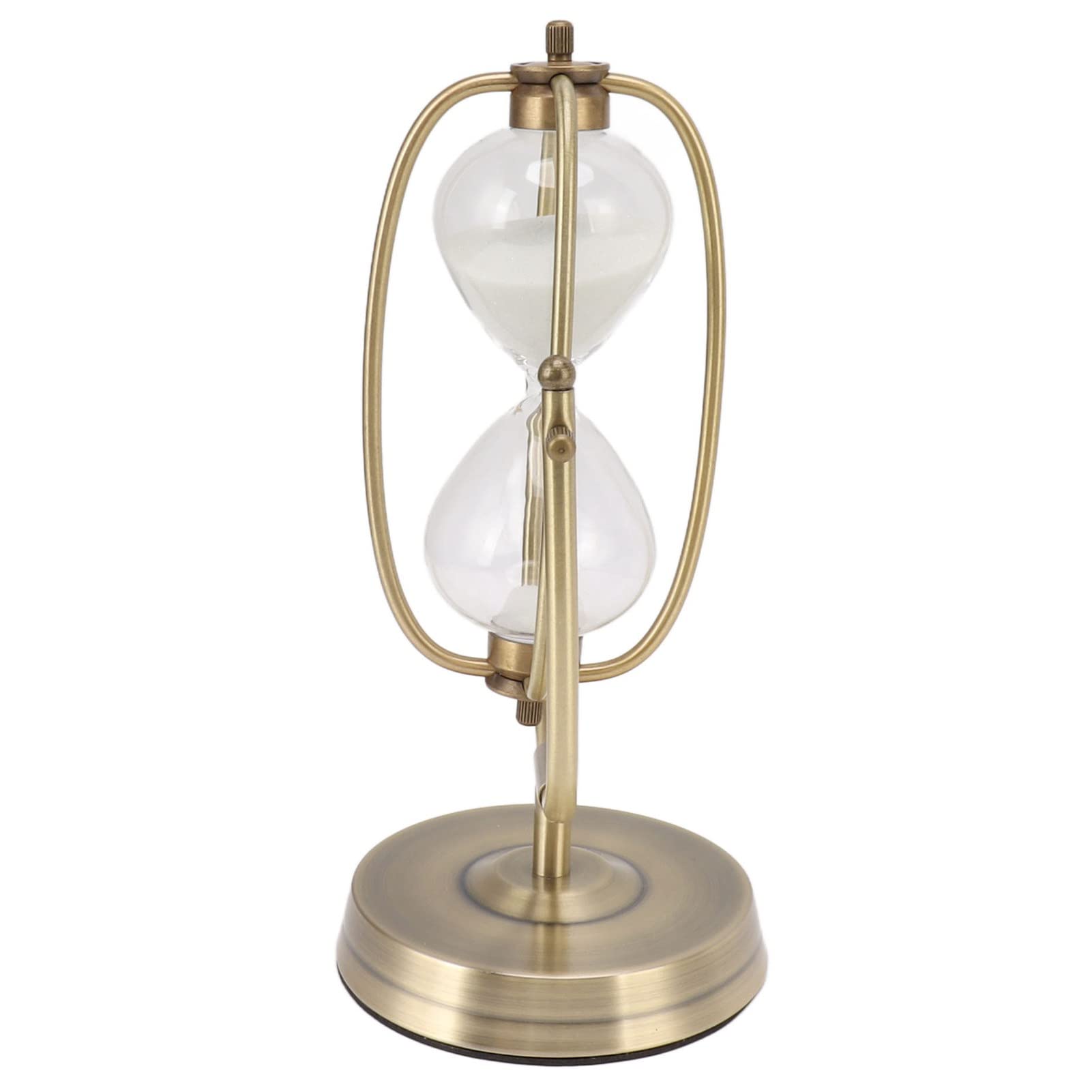 Exquisite Handgeschmiedete Sanduhr-Timer-Ornament, Poliertes Galvanisiertes Metall, Glas-Sanduhr für Heimdekoration (Klein, 15 Minuten rotierend)