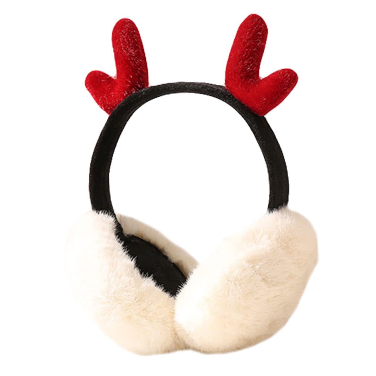 Veemoon Girls Plush Earmuffs for Winter Warm Ear Covers Antler Design Noise Cancelling Earmuffs for Women