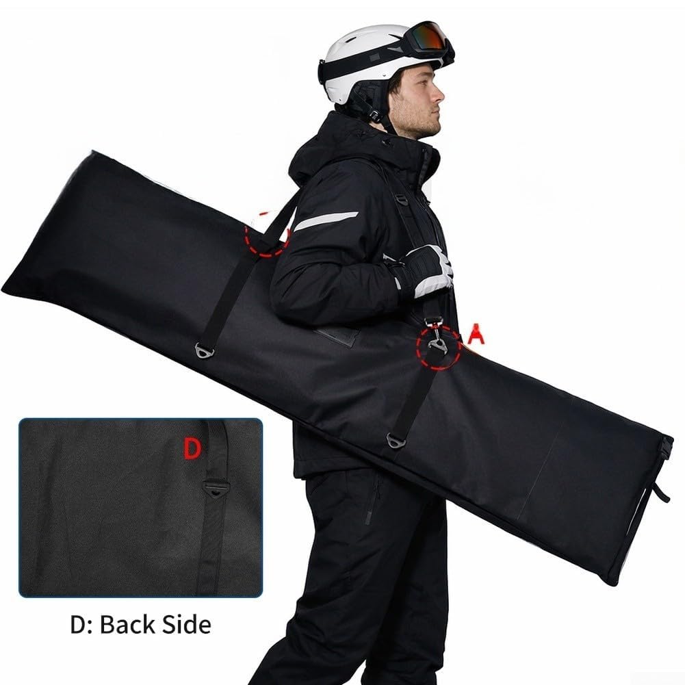 Ski- und Snowboardtasche, großes Fassungsvermögen, 167 cm, verstellbare Roll-Top-Länge, wasserabweisendes 600D-PVC-Material, Schultergurt und Griff, für Reisen und Winter