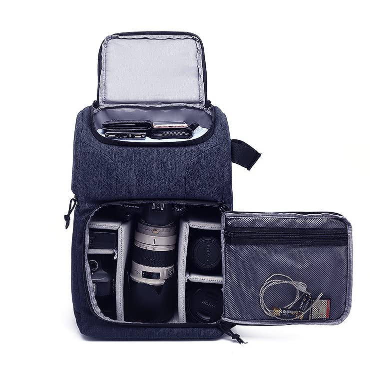 Large Camera Accessory Bag Shoulder Backpack Rucksack Outdoor Photography for Women Men Outdoor Photography Hiking Travel Camera (Blue)-image-15