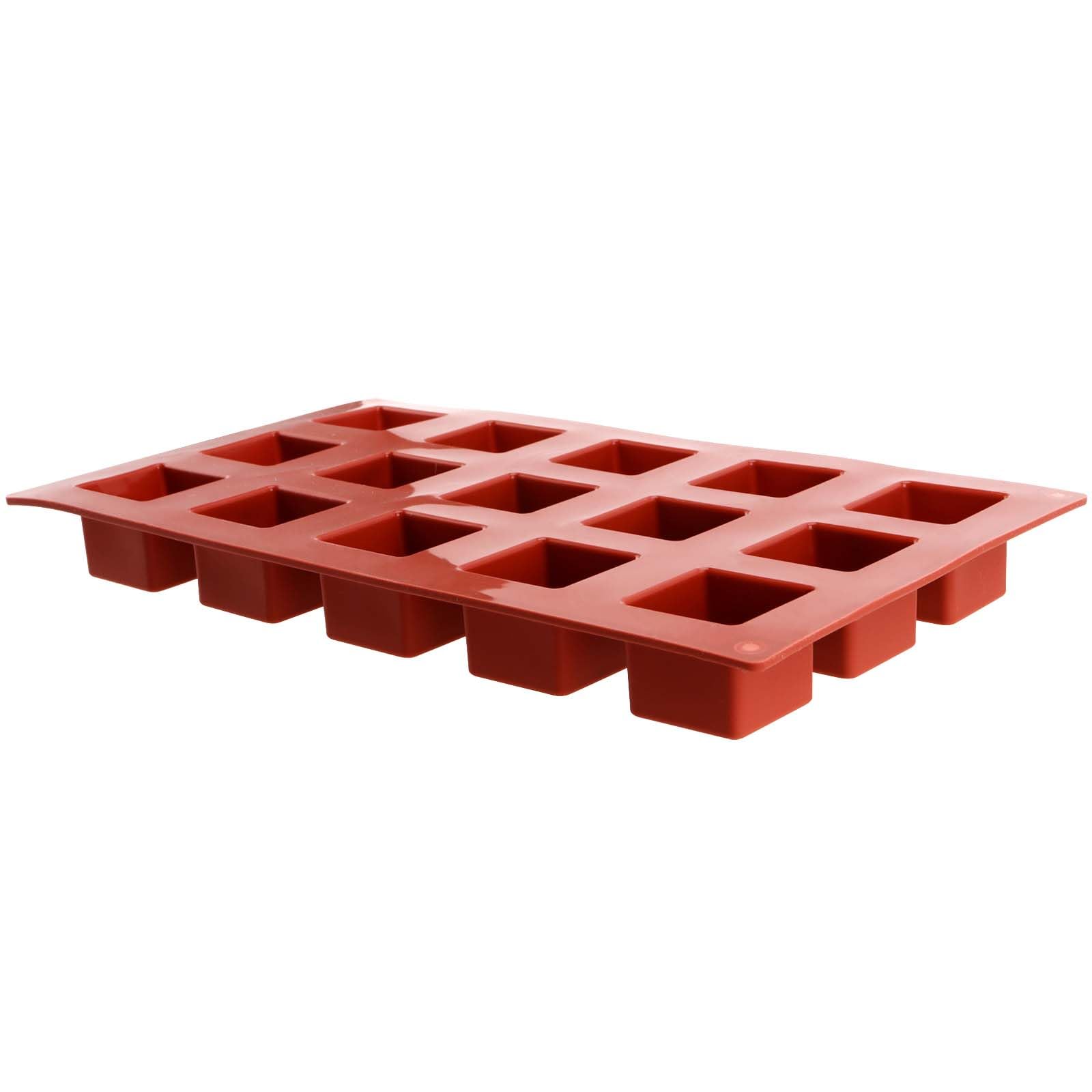 Mlying 4 stuks siliconen taartvorm, rechthoekig, siliconen brownie bakvorm, vierkante siliconen vorm voor taarten, brownie (rood wit paars groen, vierkant