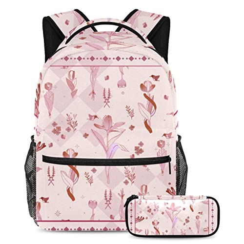 Sac à dos multicolore Tulip Garden avec trousse de voyage pour étudiants