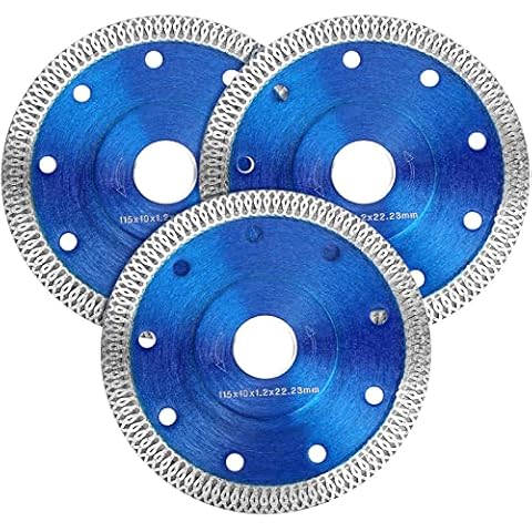 3PCS Diamond Saw Blades 115mm/4.5" Ultra Thin Cutting Disc for Angle Grinder Cutting Porcelain Tiles, 4.5" Wheel Disc Cut on Granite, Marble, Concrete, Tiles, Ceramics (Blue) Cover