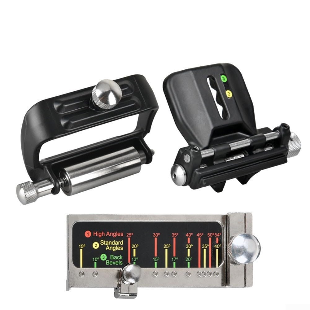 Guide d'affûtage pour le travail du bois avec angle réglable pour ciseaux et rabots avec construction robuste en alliage d'aluminium et support d'affûtage stable