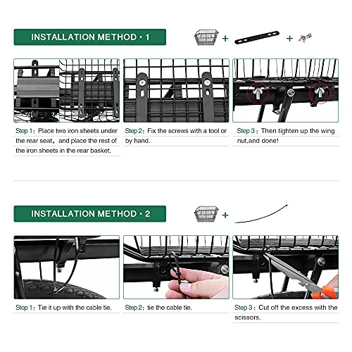 image for ANZOME Rear Bike Basket, Waterproof Metal Wire Bicycle Basket with Adj