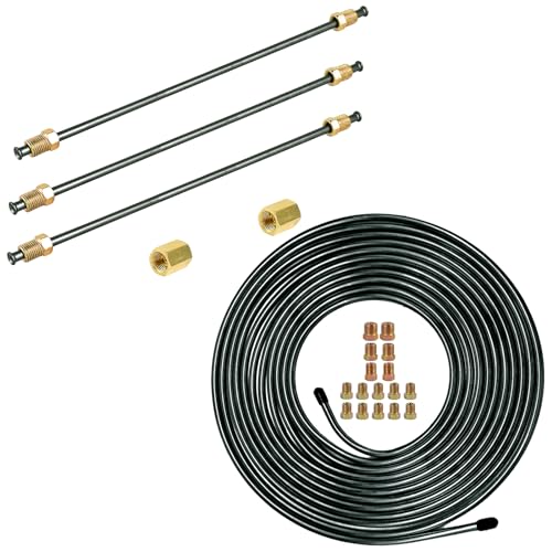 MuHize 3/16 Brake Line Tubing Kit - 25 Ft. Flexible PVF-Coated Steel Tube Roll with 16 Fittings (Pack of 3)