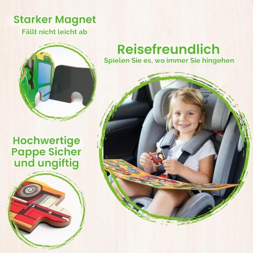 SYNARRY Puzzle Magnetisch Bagger Traktor ab 3 4 5 Jahre, Beschäftigung für Kinder im Flugzeug Auto Zug… – Ansicht 5