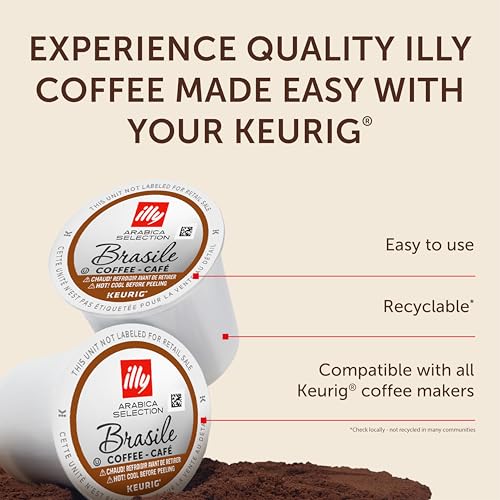 Image of illy Coffee K Cup Pods, Brasile Single Origin, 10 Count, 6 Pack