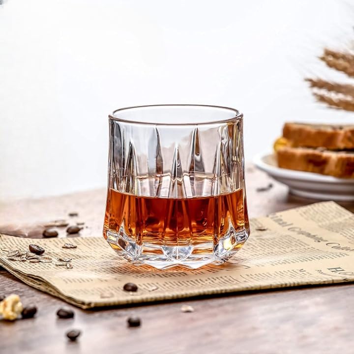 Image of LUXU Italian Premium Whiskey Glasses Set of 6, 360ml, Transparent, Drinking Whisky Glass Bar Glasses for Scotch, Bourbon, Liquor and Cocktail Drinks (YDM-6)
