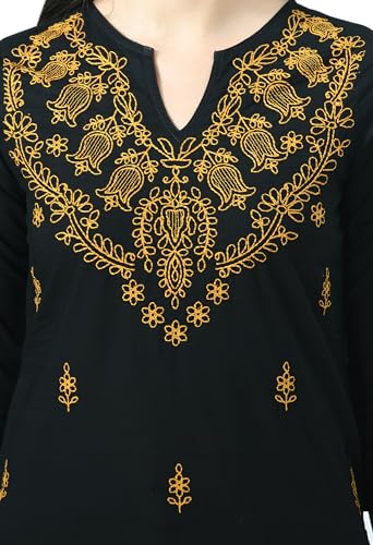 Image of QAZMI Women's Cotton Straight Embroidered Kurti