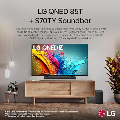 Image of LG 65-Inch Class QNED80T Series LED Smart TV 4K Processor Flat Screen with Magic Remote AI-Powered with Alexa Built-in (65QNED80TUC, 2024),LG 3.1.1 ch. Sound Bar with Dolby Atmos