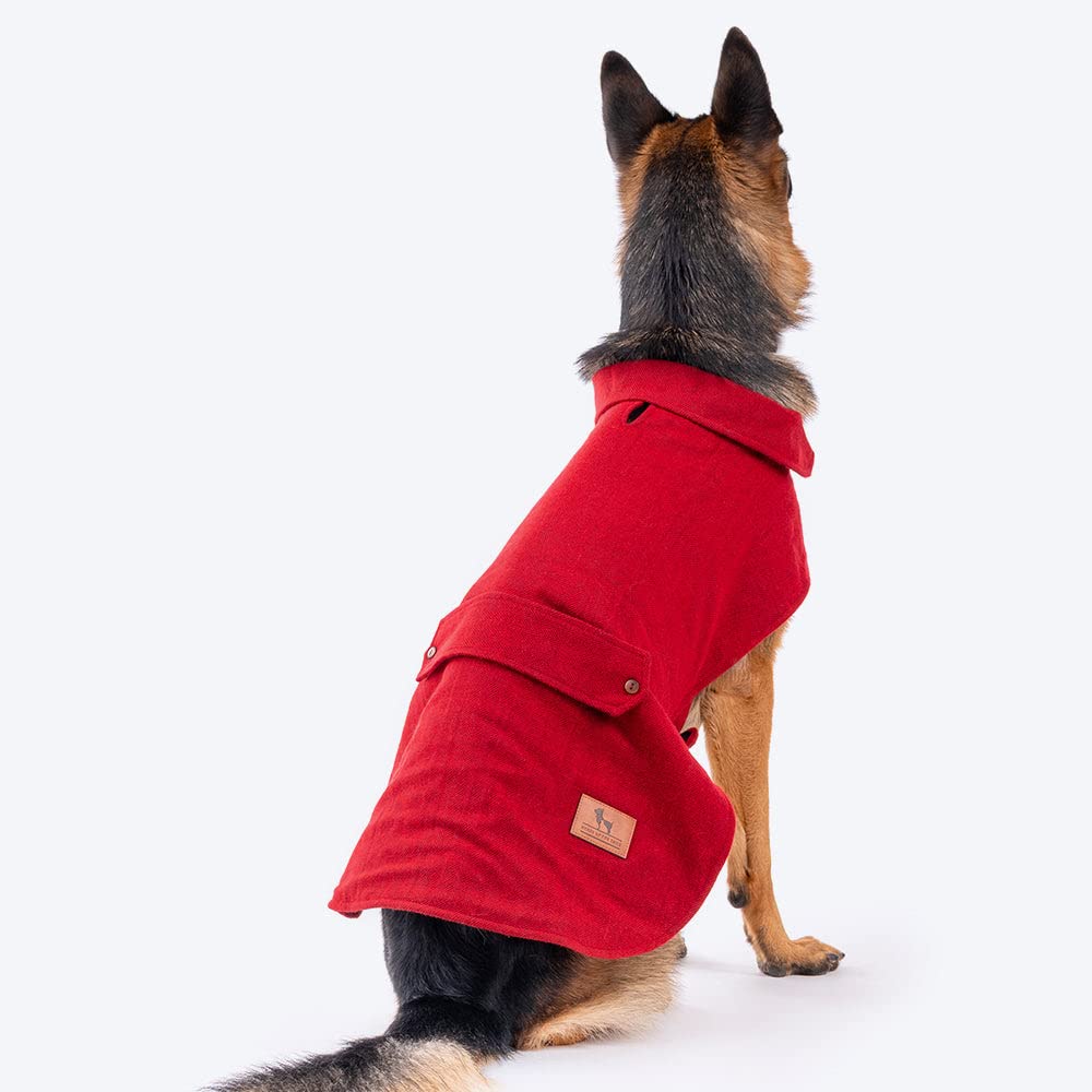 Heads Up For Tails HUFT Rosy Cosy Dog Jacket - Red, L (Adjustable), Wool, Fleece