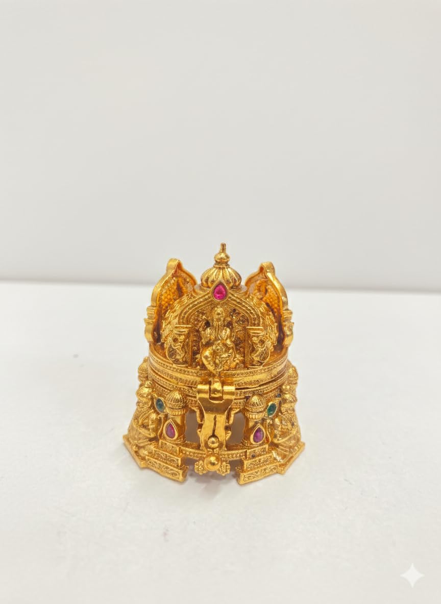 Golden Treasure Handcrafted Traditional Brass Kumkum Box with