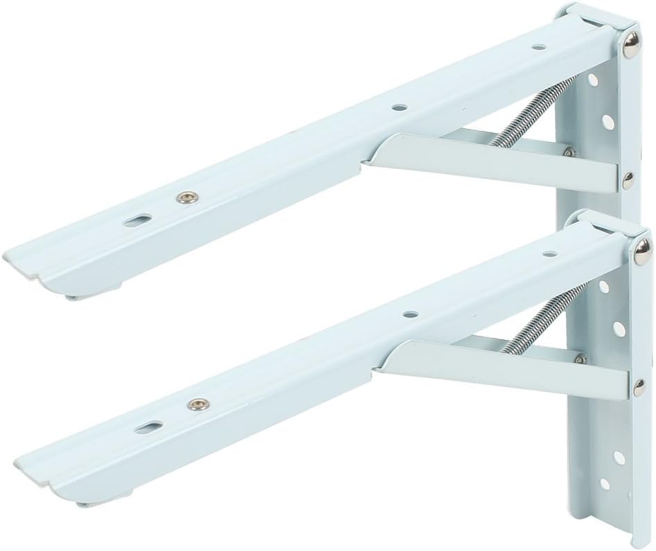 Hyacinthus 12 Inch Folding Spring Loaded Supports Wall mount Support for Undermount Sinks Microwave Beds and Other Furniture Shelf Bracket Shelf Bench Table (not include wood) 2 PCS Pack (F)